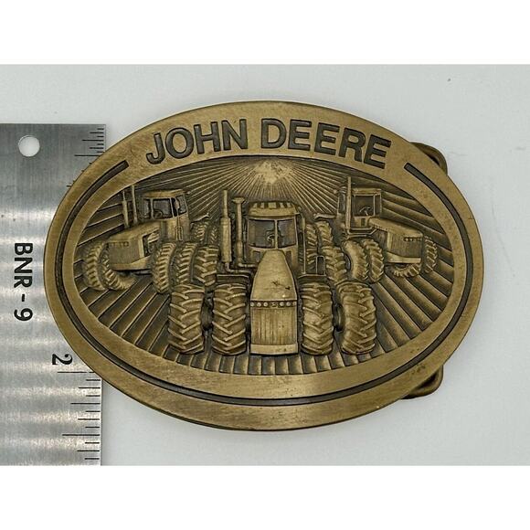 JOHN DEERE Tractor Belt Buckle Brass 1981 8050 Series 4WD Tractors Farm Ag - Picture 5 of 7